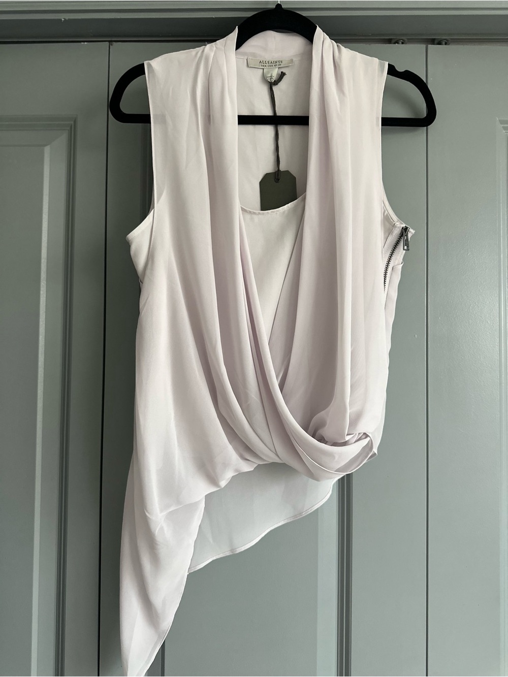 All Saints Pale Pink Draped Asymmetric Sleeveless Camisole